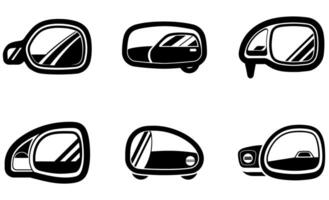 Car Side View Mirror Icon Collection vector
