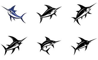 Black and White Fish Icons Collection vector