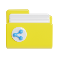 Yellow Folder with Share Button for File Sharing png