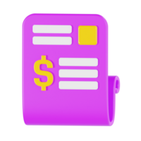 3D Receipt Icon with Dollar Symbol png