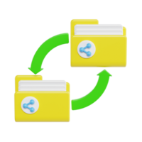 Yellow Folder with Green Arrows for File Synchronization png