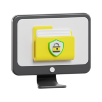 Computer with Folder and Security Lock png