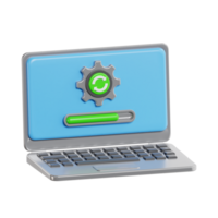 Laptop Displaying System Update with Gear and Progress Bar png