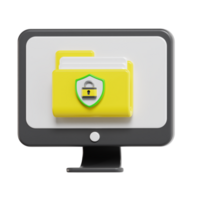Computer with Secure Folder and Lock Icon png