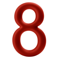 Digit eight, a red 3D rendering, is a submission to a stock photo website png