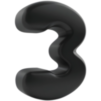 A 3D rendering of the number three png