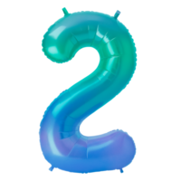 Here is an image of a shiny, inflated number two balloon png
