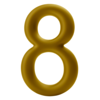 A 3D golden number eight. It is one of several uploaded 3D number png