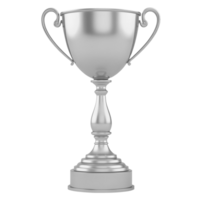 Here is a 3D rendering of a shiny silver trophy cup with handles png