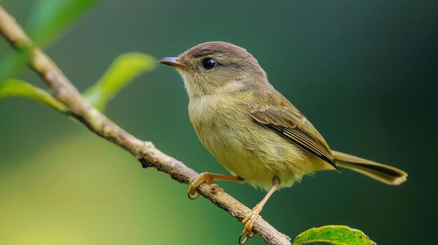 A small bird is perched on a branch photo