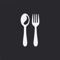 Minimalist illustration of a spoon and fork, rendered as solid black shapes on a white background vector