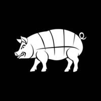 Black-and-white pig silhouette in side profile vector