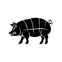 Minimalist black-and-white illustration of a pig in side view vector