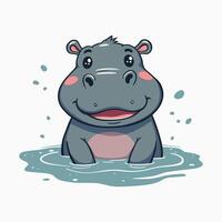 Fun hippo design, joyful expression vector
