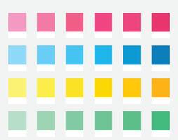 Color Palette 24 Candy Pop Colours - Bright, Energetic, Vibrant Pink, Blue, Yellow, Green Tones - with HEX Codes and Names, Colour Scheme and Combinations vector