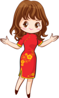Joyful woman dressed in red, spreading festive happiness. png