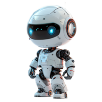 Cute Friendly Robot with Round Head and Bright Blue Eyes in a Futuristic Setting png