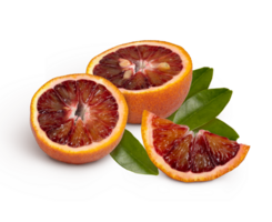 Slices of sicilian red blood orange isolated with full depth of field png