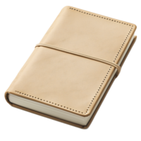 Elegant Beige Leather Notebook with Elastic Closure and Smooth Pages for Writing and Notetaking png