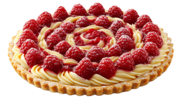 Delicious and Elegant Raspberry Tart with Cream Filling and Glazing png