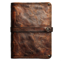 Vintage Leather Journal with Distressed Texture and Secure Button Closure for Writing and Sketching png