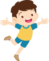 The boy is running around happily. png