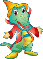 Chubby crocodile mascot with a round belly and short legs. png