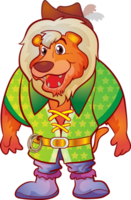 Cute lion mascot with a big fluffy mane, perfect for logos and branding. png