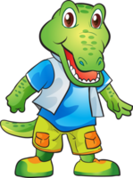 Friendly crocodile mascot with big eyes and a toothy grin. png