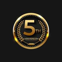 5th anniversary with golden color vector