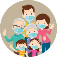 Advertisement campaigns to encourage people to wear face masks to protect against germs and dust for the good health of the whole family. png