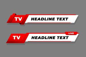 Set banners and lower thirds for news channel with red and white color vector