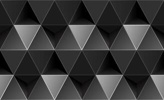 Abstract 3D triangular seamless pattern in black and gray with a metallic, futuristic, and geometric design creating depth and elegance. Monochrome honeycomb seamless pattern. illustration vector