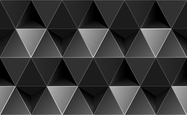 Abstract 3D triangular seamless pattern in black and gray with a metallic, futuristic, and geometric design creating depth and elegance. Monochrome honeycomb seamless pattern. illustration