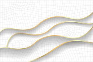 White abstract background with wave lines gold vector