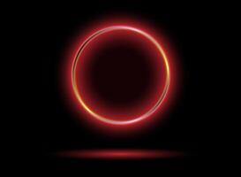 Abstract studio with red neon glowing circle empty frame for product presentation vector