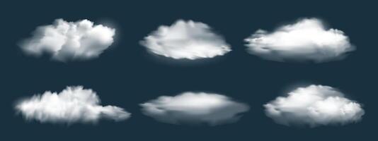 Clouds, Realistic 3D isolated elements on the dark blue background vector