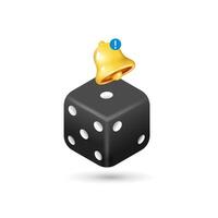Black mobile application icon dice and notification bell vector