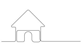 One continuous line drawing of house building Symbol home architecture and development property project in simple linear style vector
