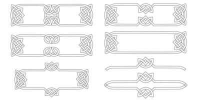 Linear celtic ornamental frames with knots northern Irish motif collection vector