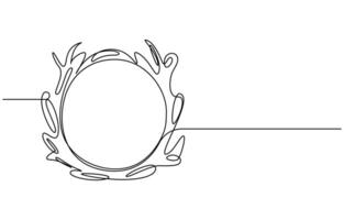 single line drawing of round frame vector