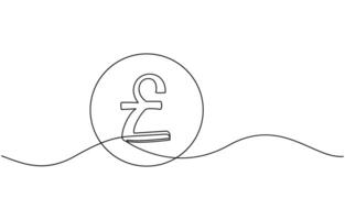 pound sterling sign continuous one line drawing vector
