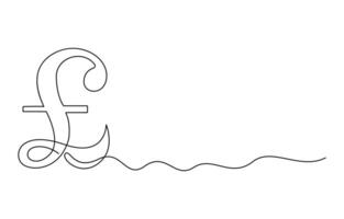 pound sterling sign continuous one line art vector