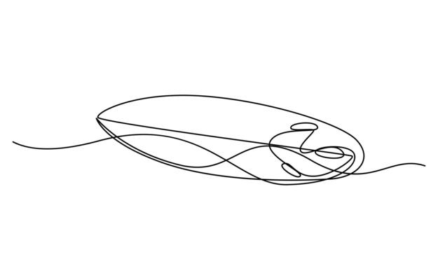 one line art drawing Surfboard,