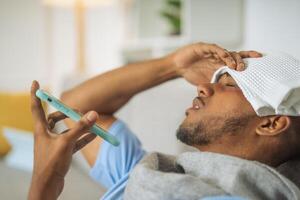 Man with high fever photo