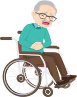 Grandpa had stomach pain while waiting for the doctor to check him up. png