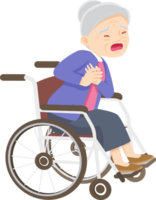 Grandma has chest pains and is in a wheelchair. png