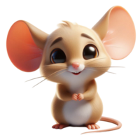 Cute 3D Mouse Character with Big Ears png
