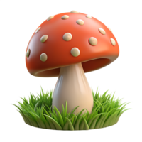 Cartoon fly agaric mushroom 3d illustration isolated on the transparent background png