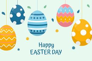 Easter background with hanging Easter eggs vector